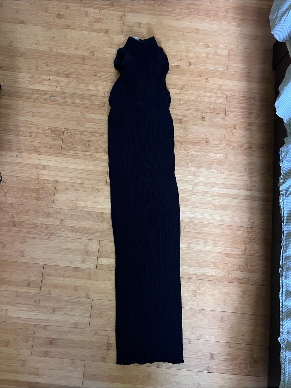 Zara Black Ribbed Sleeveless Maxi Dress